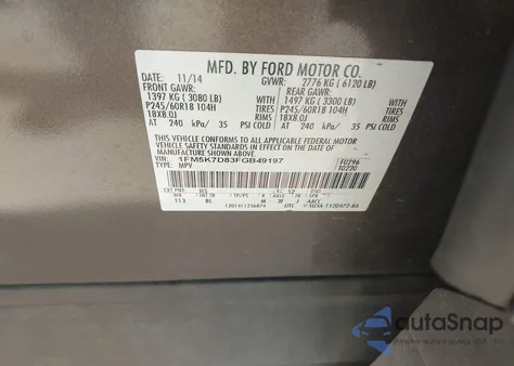 2015 Ford Explorer Xlt from USA, damaged, VIN 1FM5K7D83FGB49197